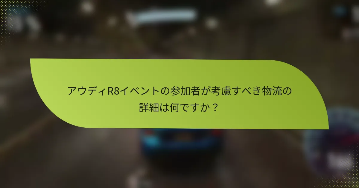 アウディR8イベントの参加者が考慮すべき物流の詳細は何ですか？