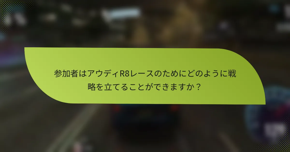 参加者はアウディR8レースのためにどのように戦略を立てることができますか？