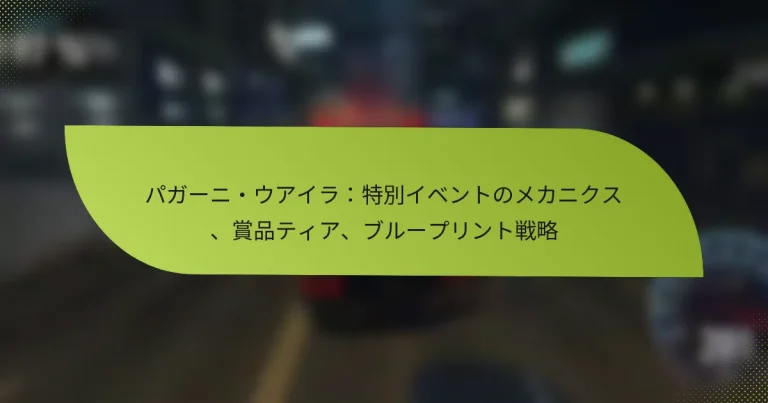 パガーニ・ウアイラ：特別イベントのメカニクス、賞品ティア、ブループリント戦略